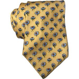 Salvatore Ferragamo Tie Silk Necktie Yellow Floral W:4” L:58”